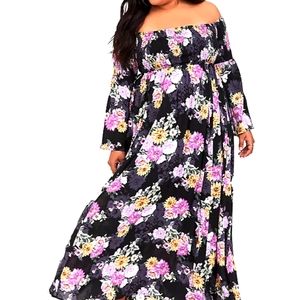 Torrid off the shoulder floral maxi dress